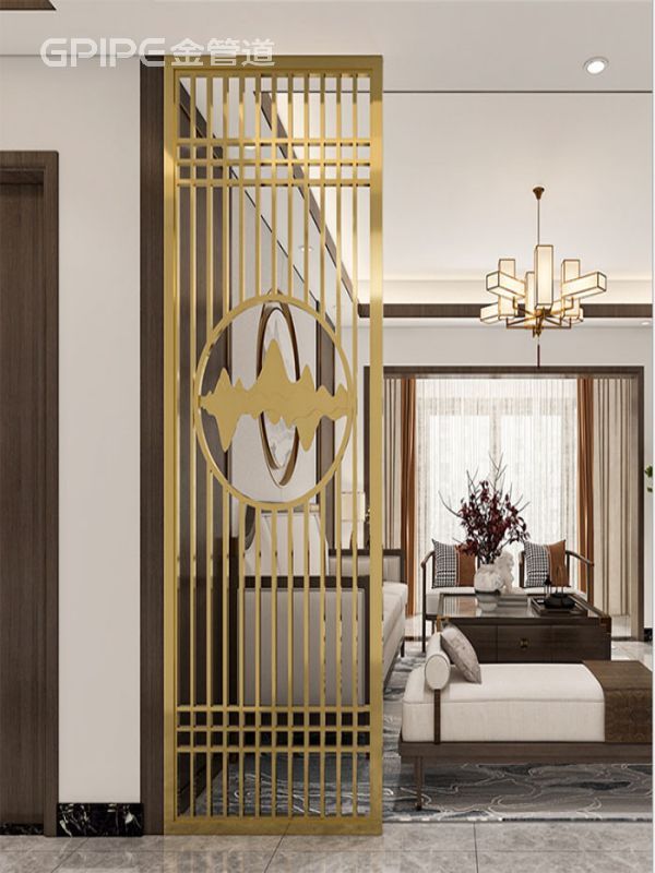 客厅花格不锈钢屏风